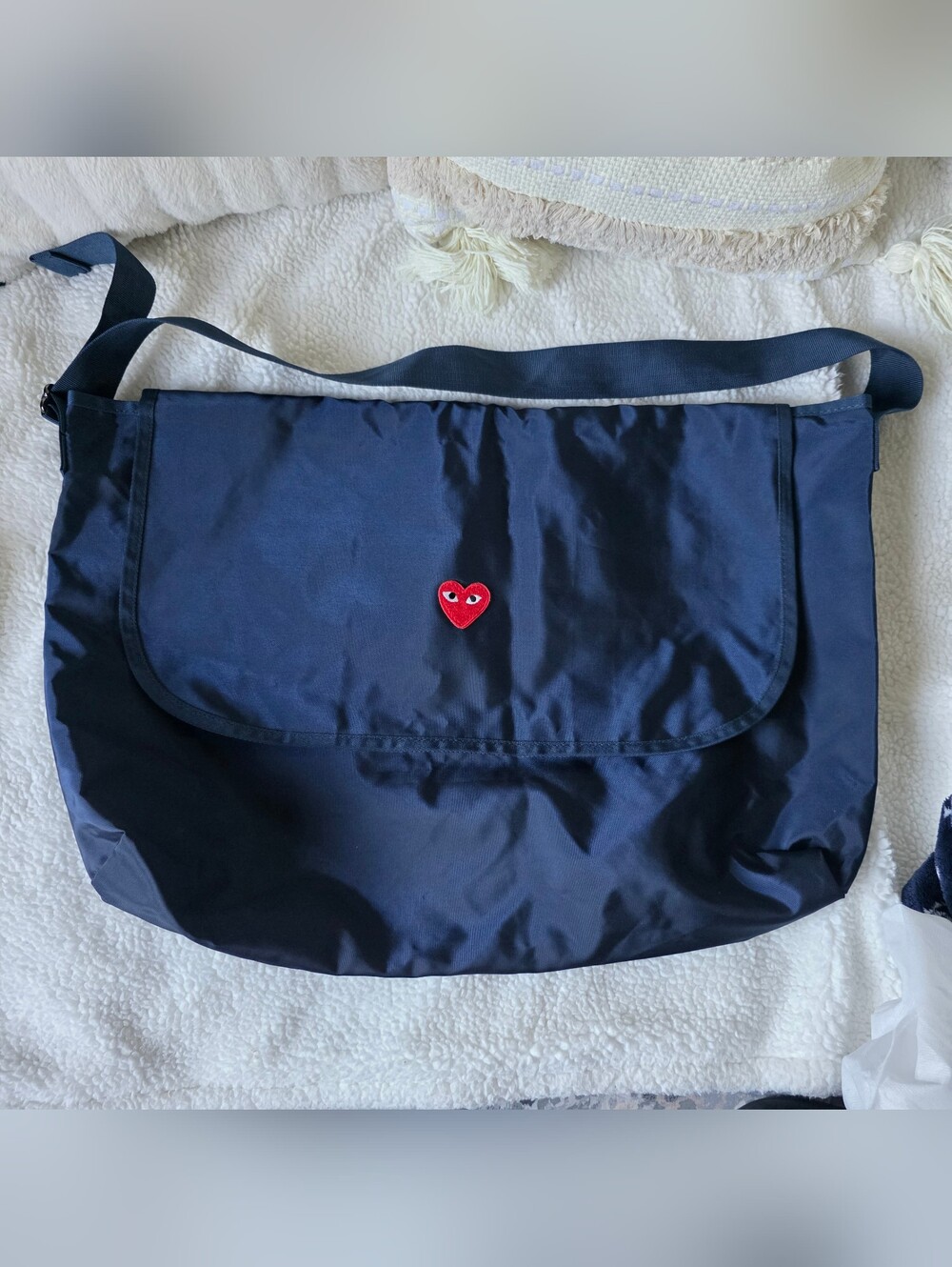 Navy Crossbody with White Logo Patch